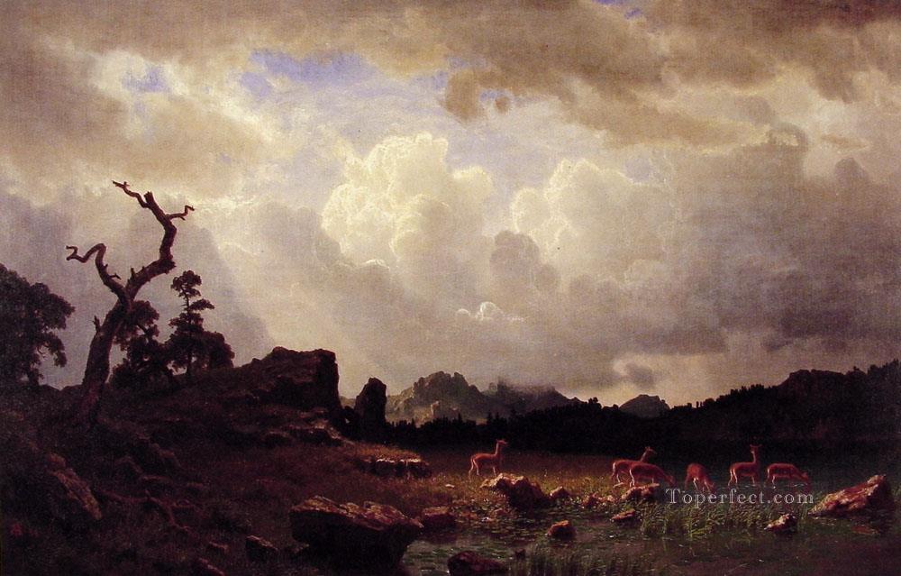 Tormenta en las Montañas Rocosas Albert Bierstadt Pintura al óleo